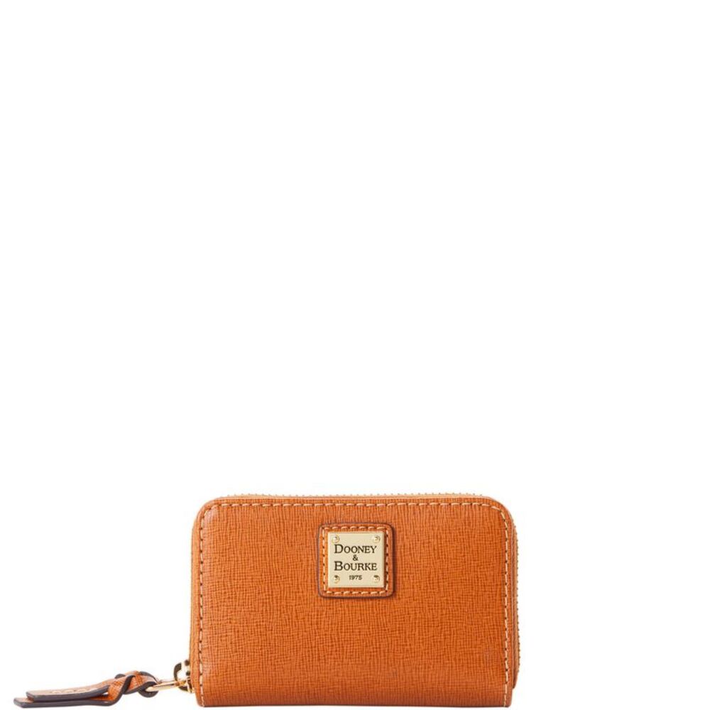 Dooney & Bourke Saffiano Large Zip Around Credit Card Case Wallet - Natural